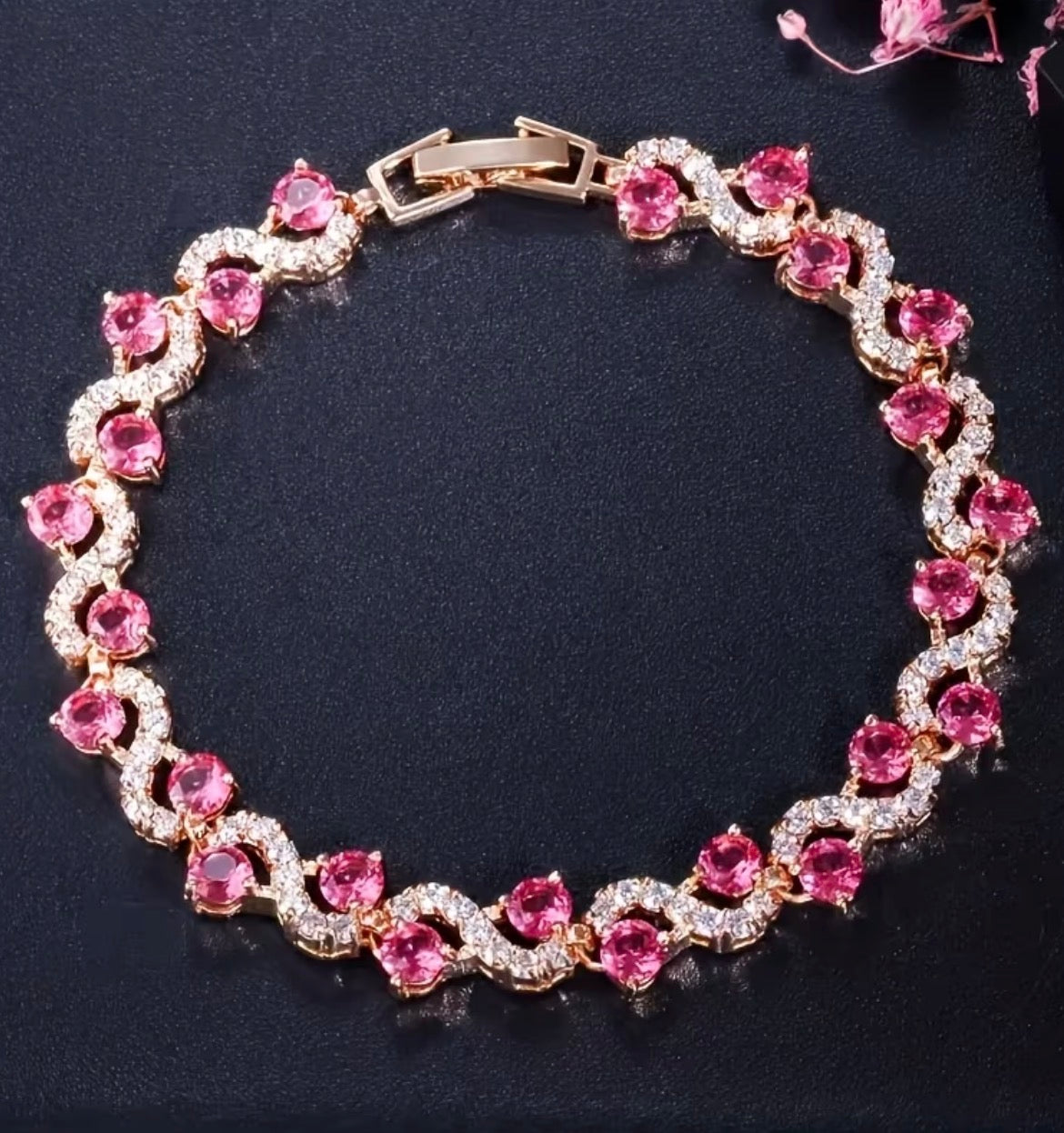 Gold Twist Bracelet (pink)